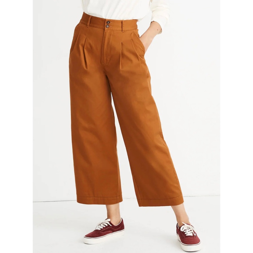Madewell Pleated Wide Leg Pant Orange Rust Fall Trouser Pant Size 10 Petite